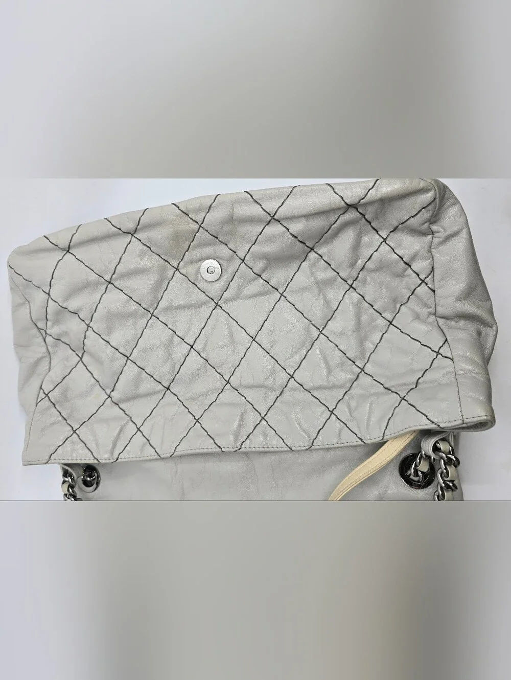 Chanel (2010) Glazed Goatskin Double Stitch Flap Maxi Bag